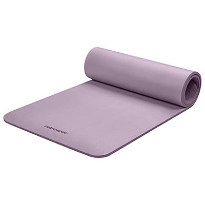 Retrospec Solana Yogamat 1/2 inch dik met nylon band voor mannen en vrouwen - antislip oefenmat voor yoga, pilates, stretching, vloer en fitness, violet haze