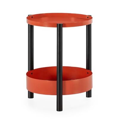 MESA AUXILIAR 47,5X47,5X61 METAL CORAL/MADERA NEGRO