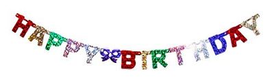 Folat- Lettera Banner Happy Birthday olografico, Multicolore, 08554