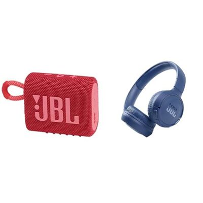 JBL GO 3 Speaker Bluetooth Portatile, Cassa Altoparlante Wireless con Design Compatto & Tune 510BT Cuffie On-Ear Wireless, Bluetooth 5.0, Pieghevole, Microfono Integrato