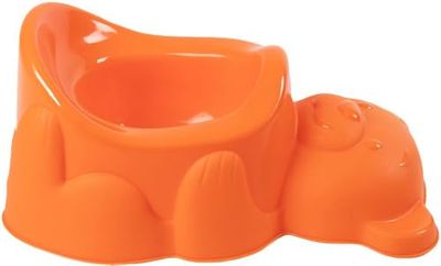 Praktische en mooie Poupy Potty in de vorm van een beer voor jonge kinderen met comfortabele zitting en praktische bescherming om spatten te voorkomen.