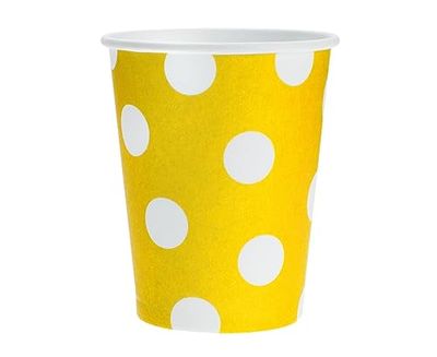 Yellow Polka Dots Pappbecher (6 Stücke) 270 ml