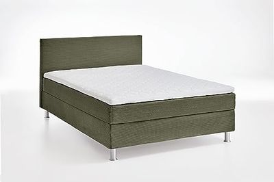 Atlantic Home Collection Letto da Boxe con griglia e Materasso a Molle H3, Polipropilene, Verde Oliva, 140 x 200 cm