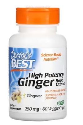 Doctor's Best Extrait de Racine de Gingembre Haute Puissance, 250mg - 60 gélules - Soutien Digestif Naturel