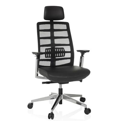 hjh OFFICE High end bureaustoel SPINIO ELITE L Leder/Netstof Zwart