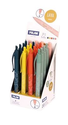 MILAN® Caja expositora 20 bolígrafos P1 Lava, tinta azul