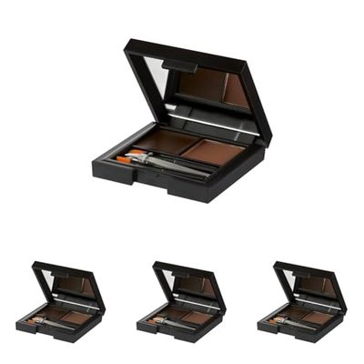 Sleek MakeUP Brow Kit, Brow Wax and Powder Kit with Tweezers and 2 Brushes, Define and Sculpt Brow with a Trazel Size Kit, Extra Dark (Pack of 4)