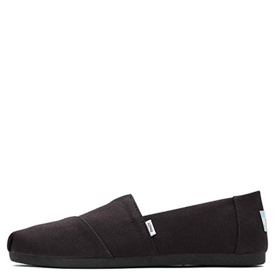 TOMS Alpargata, Mocasín Plano Mujer, Black/Black Wide Recycled Cotton Canvas, 38 EU Ancho