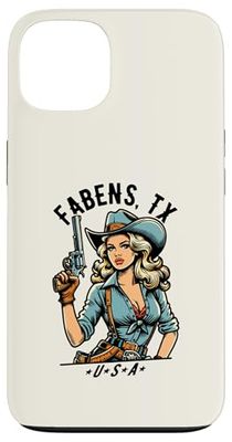 Fabens TX USA Cowgirl con pistola stile western design Custodia per iPhone 13