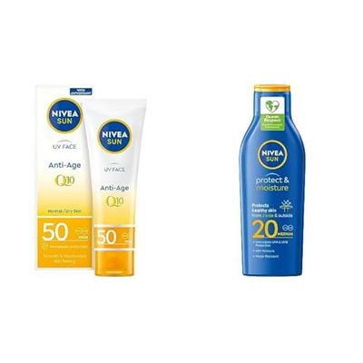 NIVEA SUN Zestaw Krem do twarzy SPF 50 (50 ml) + Balsam do opalania SPF 20 (200 ml)
