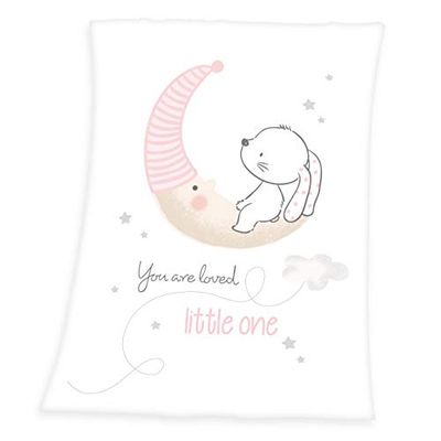 Herding Couverture pour Bébés, Petit Lapin, 75 x 100 cm, Polyester Tout Doux, Blanc