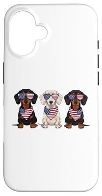 Patriotic Dachshund Dog American Flag USA 4th of July Case for iPhone 16