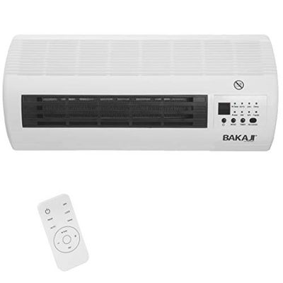 Bakaji Elektrische keramische ventilatorkachel, wandmontage met afstandsbediening, 2 standen, 1000 W/2000 W, led-display en timerfunctie