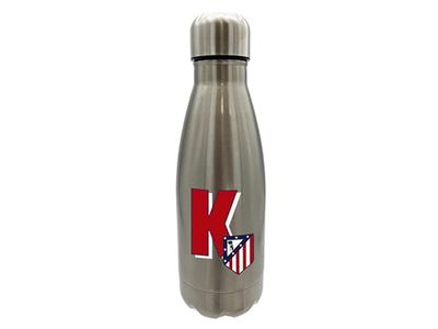Atlético de Madrid vattenflaska i rostfritt stål, lufttät förslutning, med bokstaven A-design i rött, 550 ml metallisk, officiell produkt (CyP