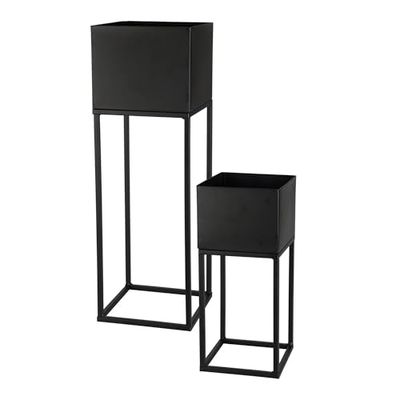 Well Home Set di 2 vasi quadrati colore nero H.37 cm H.58 cm