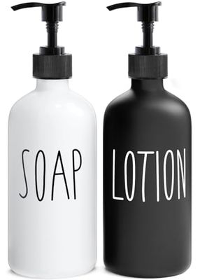 MOMEEMO Distributeur de Savon pour Salle de Bain - Contient Un Distributeur de Savon et Un Distributeur de Lotion - Distributeur de Savon en Verre - Convient pour Les Accessoires de Salle de Bain de
