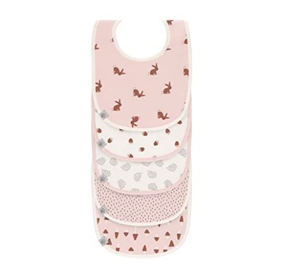 Juego de baberos LÄSSIG para bebés (5 piezas) con cierre de velcro, de algodón impermeable/valor pack baberos Little Forest Rabbit