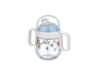 Mepal Non-Spill Sippy Cup Mio Little Dutch, Leakproof, Clear Cap for On-The-go use, Easy-to-Hold Handles, Soft Drinking Spout, 200 ml, Forest Friends