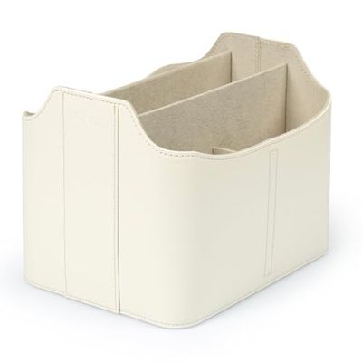 Londo Leder Organisator en Afstandbediening Houder met Tablet Compartiment (Wit)