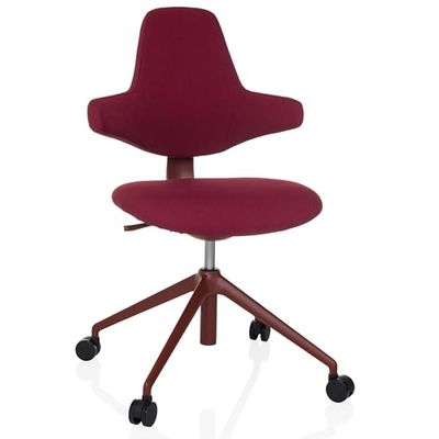 hjh OFFICE Designerskie krzesło biurowe, ergonomicznie ukształtowane, krzesło robocze PALIANO z elastycznym oparciem krzyżowym i regulacją wysokości siedziska, czerwone