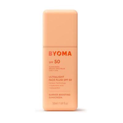 BYOMA SPF 50 Face Fluid (50ml) Ultra-Lightweight Facial Sunscreen for All Skin Tones - Luminous Glow, No White Cast - SPF Moisturiser, Strengthens Skin Barrier
