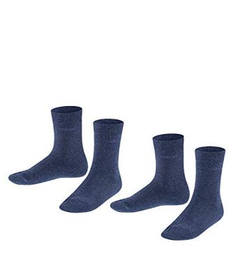 ESPRIT Uniseks-kind Sokken Foot Logo Multipack K So katoen eenkleurig 2 paar, Blauw Navy Blue Melange 6490, 23-26