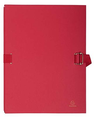 Exacompta - Ref 223275E - Expandable Canvas Folder - Suitable for Storing & Transporting A4 Documents, Expandable to Hold Additional Documents, Strap Closure - Red