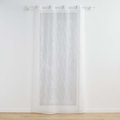 Douceur d'Intérieur, Galactee Net Curtain with Eyelets 140 x 240 cm White Embroidered Sandy Voile