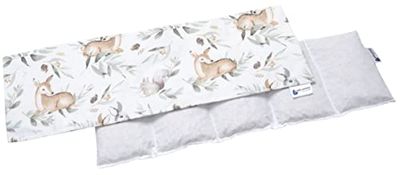 Medi Partners Cuscino Termico noccioli ciliegio 60x20cm 800g 100% Cotone 5 Camere Grande Terapia del freddo Federa sfoderabile (Cervo in foglie)
