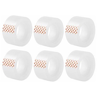 D.RECT 6 stuks kantoortape, doorzichtig plakband, afmetingen 24 mm x 20 m, transparant plakband met sterke hechting