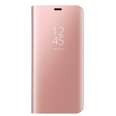 VGANA Case for Xiaomi Redmi Note 8T, Mirro Plating View Standing Cover Bright Clear Flip Slim Protective Phone Shell. Pink
