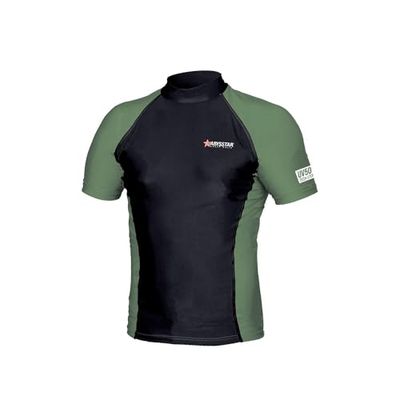Abysstar Rash Guard-Lycra UV 50 Shirt, Negro/Verde, S-M para Hombre