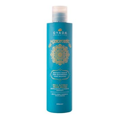 GYADA COSMETICS, Hyalurvedic Revitalising Shampoo Against Frizz Thanks to 3D Hair Complex for Dry, Frizzy and Fibrous Hair, Based on Amla, Althea, Henna Neutral, 200 ml