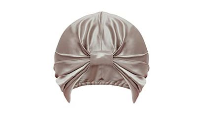 Sleepdown 100% zijden haarband, slaapwrap, haartulband, natuurlijk hypoallergeen, zacht en comfortabel - 22 momme - 20 cm diameter, Champagne, Eén Maat