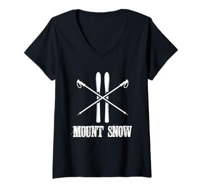 Donna Mount Snow Sci Sciatore Bastoncini da sci Nordic Down Hill Alpine Maglietta con Collo a V