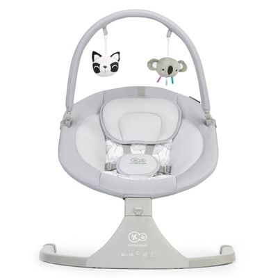 Kinderkraft Elektrisk babygunga, 2 i 1 LULI, babygunga, babystol, med lekbåge, 12 melodier med 5 steg, praktisk och intuitiv styrenhet, bekväm grenrem, från födseln, grå