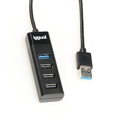 Iggual - Hub USB 3 - Adattatore USB 3 Porte USB 2.0, e 1 Porta USB 3.1 - Compatibile con Mac OS, Windows, Linux | Adattatore USB Leggero - Plug & Play