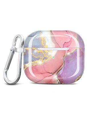 JIAXIUFEN Coque AirPods 3, Coque Housse Étui Protecteur pour AirPods 3, Protection Coque pour AirPods 3 Génération Case Silicone Cover avec Porte-clés - Rose Violet