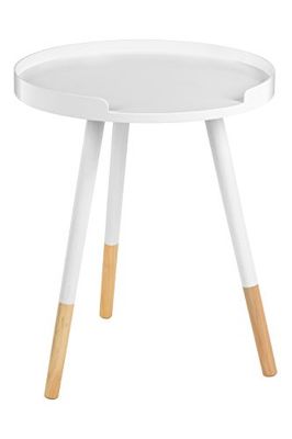 Premier Housewares Viborg Round Side Table Wood, 49 x 40 x 40 cm - White