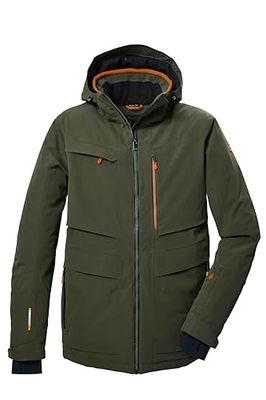 killtec Uomo Giacca da sci/giacca funzionale con cappuccio e paraneve con chiusura a cerniera KSW 43 MN SKI JCKT, dark moss, XL, 41976-000