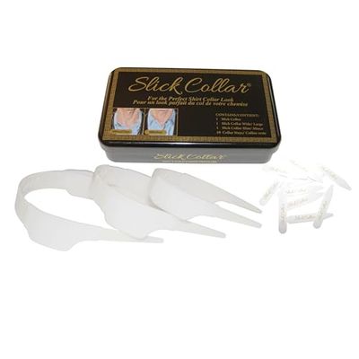 Slick Collar Soporte ajustable para cuello de camisa para soportes de cuello y solapas para hombres y mujeres, blanco, Small-3X-Large