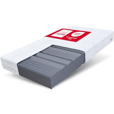 FDM Comfort Plus skummadrass 140 x 200 cm, höjd 20 cm, 7-liggzoner, madrass, skumgummi, H3, Öko-Tex för allergiker, tvättbart avtagbart vitt