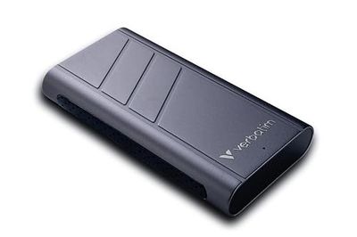Verbatim TurboMetal SSD 1TB (externe SSD, USB4, tot 3.150 MB/s leessnelheid, 2.850 MB/s schrijfsnelheid, robuuste aluminium behuizing, compact en licht, voor Windows & Mac, Spacegrijs)