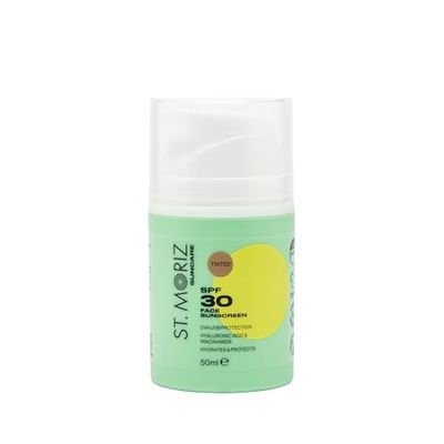 St Moriz Suncare SPF 30 Tinted Face Sunscreen | UVA & UVB Protection SPF 30 Daily Use Sunscreen Face Lotion with Tinted Coverage, Hyaluronic Acid & Niacinamide | Dermatologically Tested | Vegan | 50ml