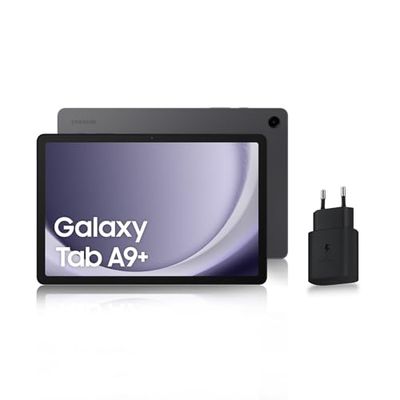 Samsung Galaxy Tab A9+ Tablette Android, 128 Go de Stockage, Grand écran de 11", 5G, Son 3D, Débloqué, Anthracite, avec Chargeur secteur rapide 25W inclus (version FR)