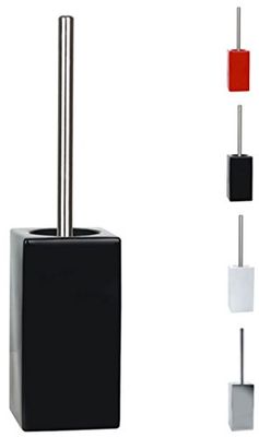 Spirella Collectie Quadro WC-borstel, 45,0 x 11,5 x 11,5 cm, steengoed, zwart, 45,0 x 11,5 x 11,5 cm