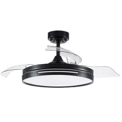 Brightium Ventilator DC Micenas zwart, 48 W, 3 vleugels en 6 snelheden, verlichting van 4800 lm, met temperatuuropties van 3000-4000 - 6000 K, afstandsbediening, geheugen en 24-uurs timer.