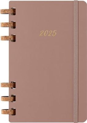 Moleskine Weekly & Monthly Planner, Agenda Semanal y Mensual Espiral 12 Meses 2025, Tapa Dura y Cierre Elástico, Color Crush Almond, Formato Grande 15x21 cm