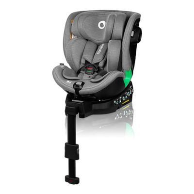 LIONELO HARMONY I-SIZE - Draaibaar Autostoeltje 360° - Groep 0,1,2,3 (0-12 jaar, 40-150 cm) - ISOFIX + Stabilisatiepoot - Side Impact Guard - Autogordel Alarm -Bamboe materiaal -Verstelbaar Hoofdsteun