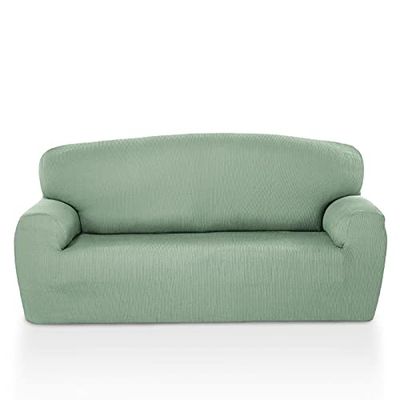 MAXIFUNDAS Housse de canapé élastique 1 Place - Housse de canapé antidérapante Turquoise - Housse de canapé Tissu Jacquard Extra Doux - Housse de canapé modèle Strada avec 2 mousses Fixation à Votre